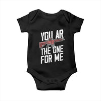 Funny Gun Lover Valentine Pun Baby Onesie You AR the One for Me Tactical Romance