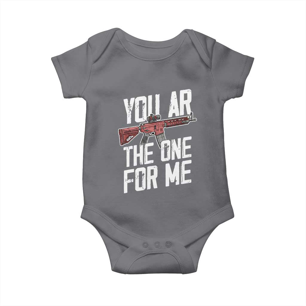 Funny Gun Lover Valentine Pun Baby Onesie You AR the One for Me Tactical Romance