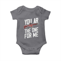 Funny Gun Lover Valentine Pun Baby Onesie You AR the One for Me Tactical Romance