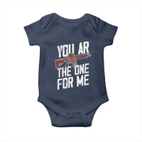 Funny Gun Lover Valentine Pun Baby Onesie You AR the One for Me Tactical Romance