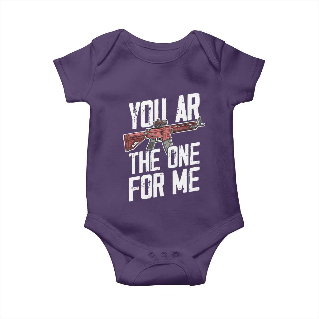 Funny Gun Lover Valentine Pun Baby Onesie You AR the One for Me Tactical Romance