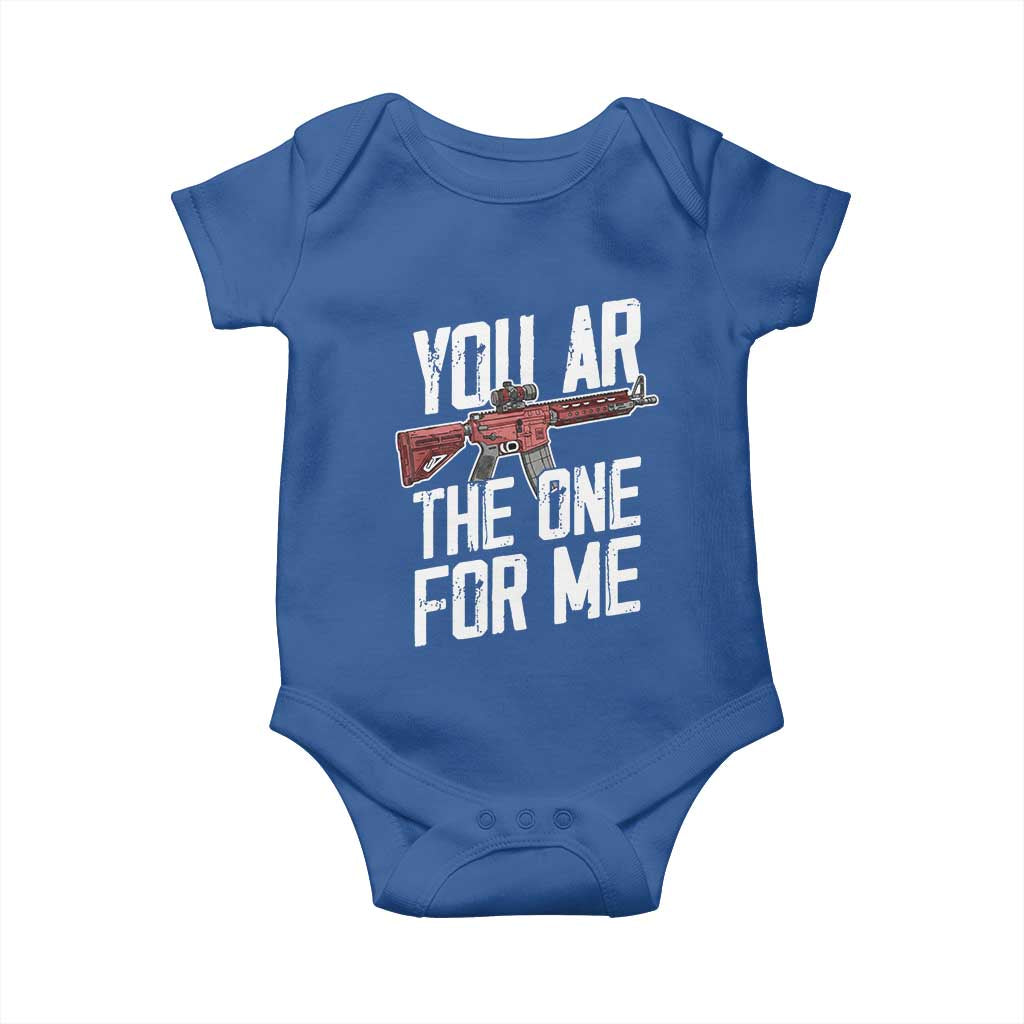 Funny Gun Lover Valentine Pun Baby Onesie You AR the One for Me Tactical Romance