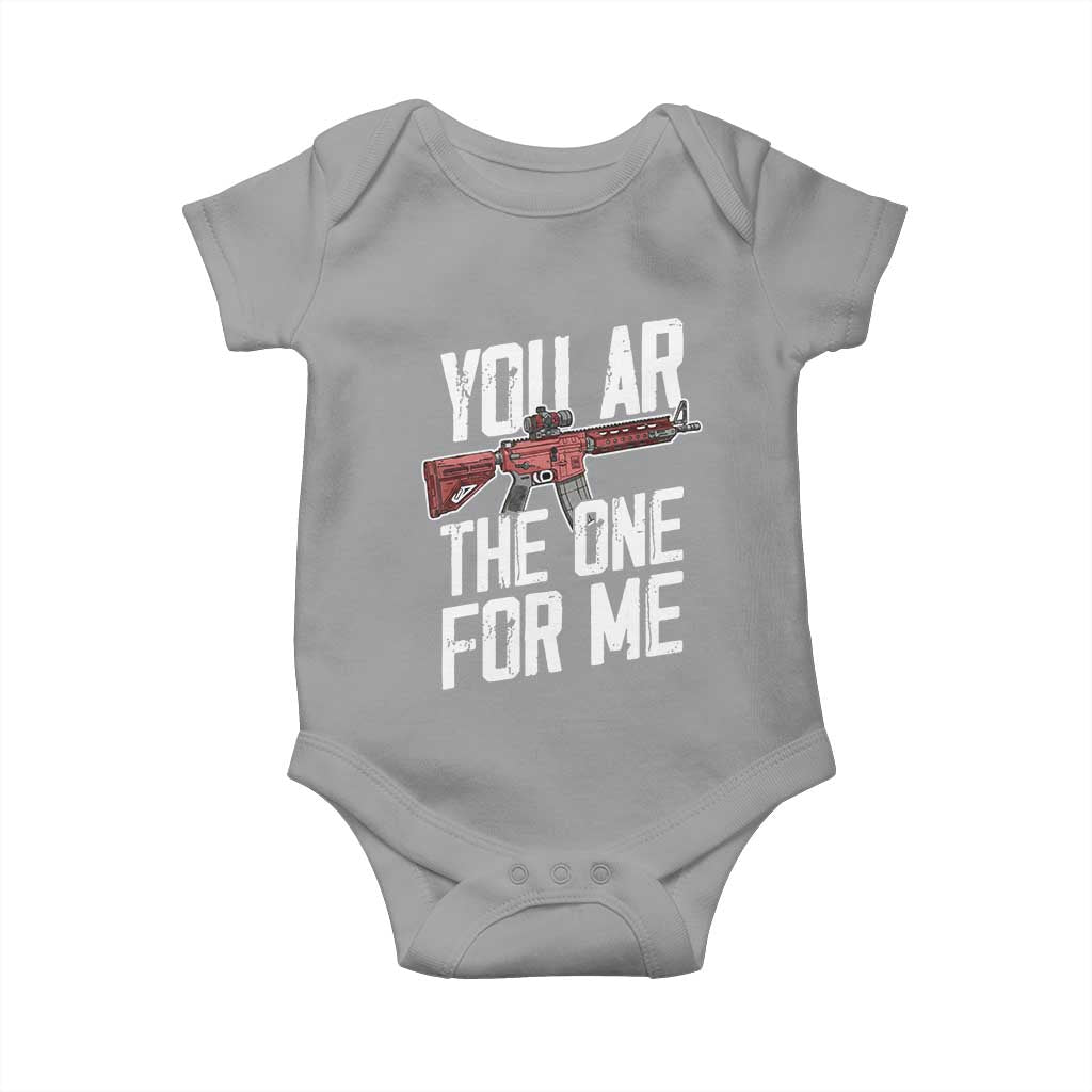 Funny Gun Lover Valentine Pun Baby Onesie You AR the One for Me Tactical Romance