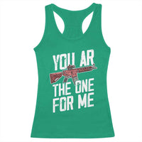 Funny Gun Lover Valentine Pun Racerback Tank Top You AR the One for Me Tactical Romance