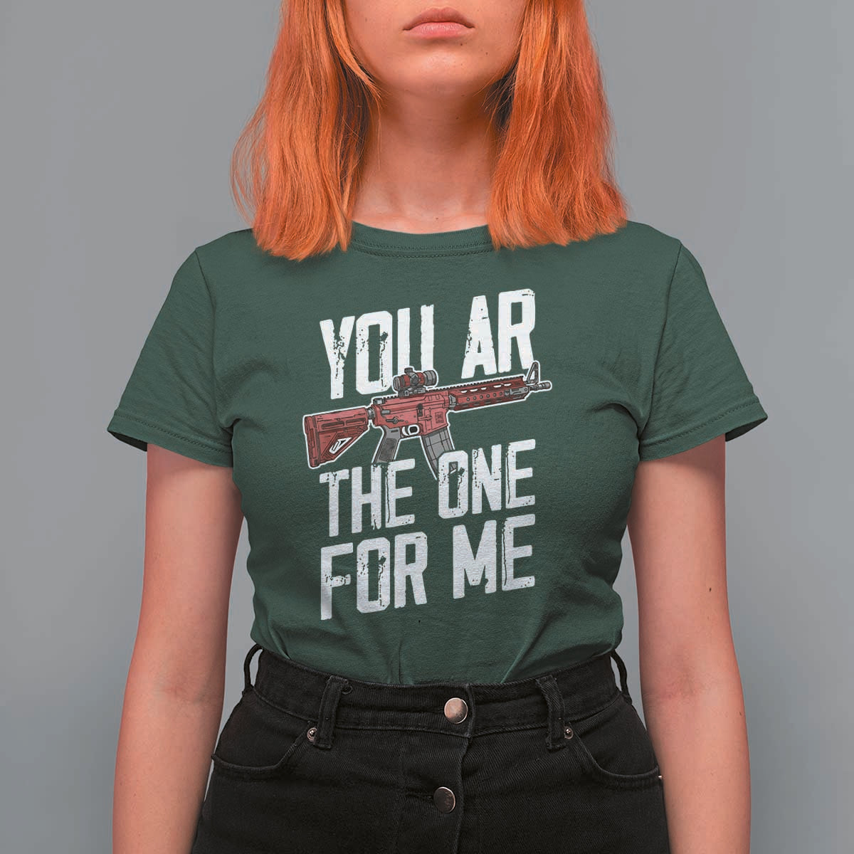 Funny Gun Lover Valentine Pun T Shirt For Women You AR the One for Me Tactical Romance