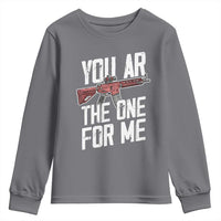 Funny Gun Lover Valentine Pun Youth Sweatshirt You AR the One for Me Tactical Romance