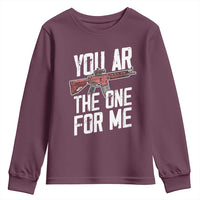 Funny Gun Lover Valentine Pun Youth Sweatshirt You AR the One for Me Tactical Romance