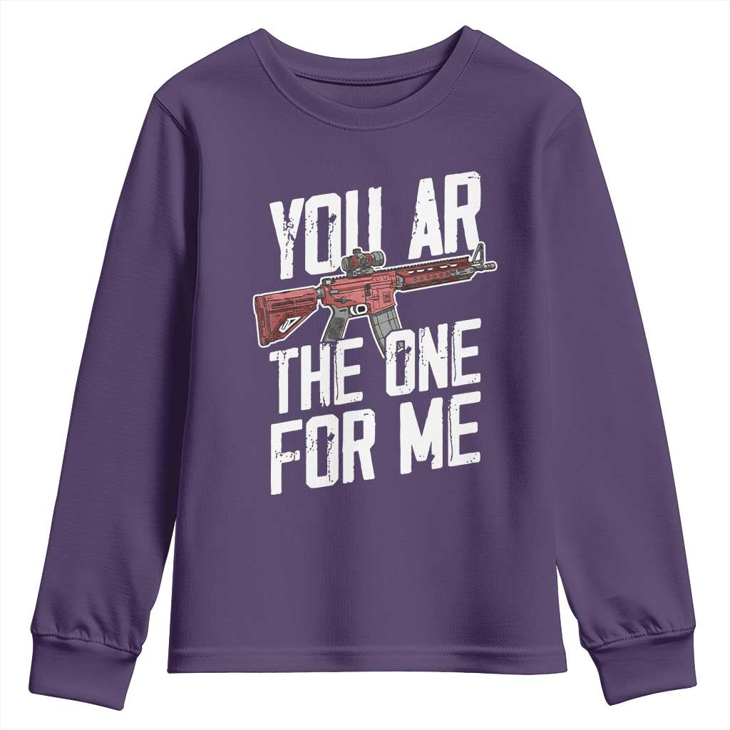 Funny Gun Lover Valentine Pun Youth Sweatshirt You AR the One for Me Tactical Romance