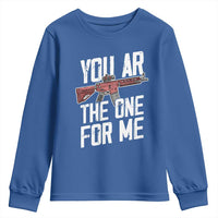 Funny Gun Lover Valentine Pun Youth Sweatshirt You AR the One for Me Tactical Romance