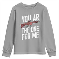 Funny Gun Lover Valentine Pun Youth Sweatshirt You AR the One for Me Tactical Romance