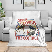 Get In Loser We’re Going To The Cottage Throw Blanket Hockey Romance LGBT Retro Summer Road Trip