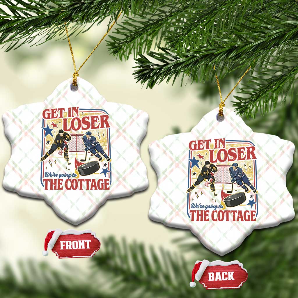 Get In Loser We’re Going To The Cottage Ceramic Ornament Hockey Romance LGBT Retro Summer Road Trip