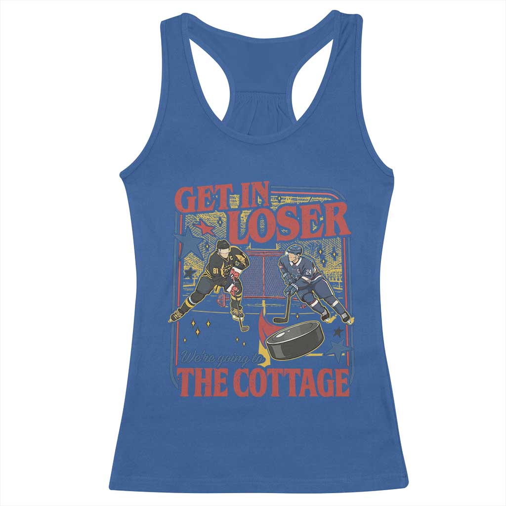 Get In Loser We’re Going To The Cottage Racerback Tank Top Hockey Romance LGBT Retro Summer Road Trip
