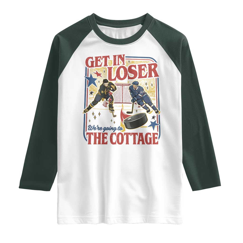 Get In Loser We’re Going To The Cottage Raglan Shirt Hockey Romance LGBT Retro Summer Road Trip