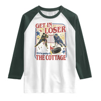 Get In Loser We’re Going To The Cottage Raglan Shirt Hockey Romance LGBT Retro Summer Road Trip