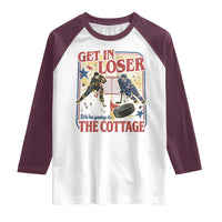 Get In Loser We’re Going To The Cottage Raglan Shirt Hockey Romance LGBT Retro Summer Road Trip