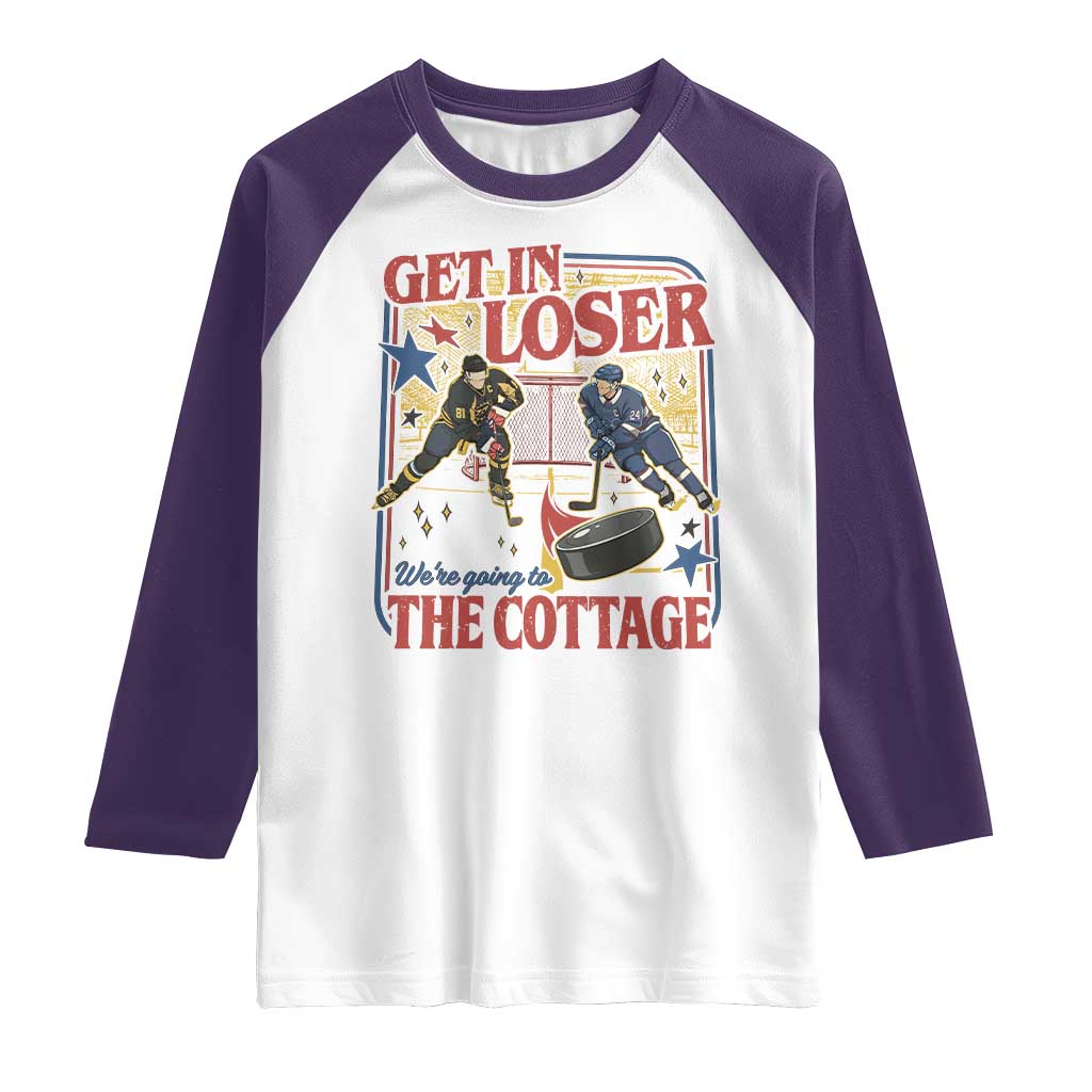 Get In Loser We’re Going To The Cottage Raglan Shirt Hockey Romance LGBT Retro Summer Road Trip