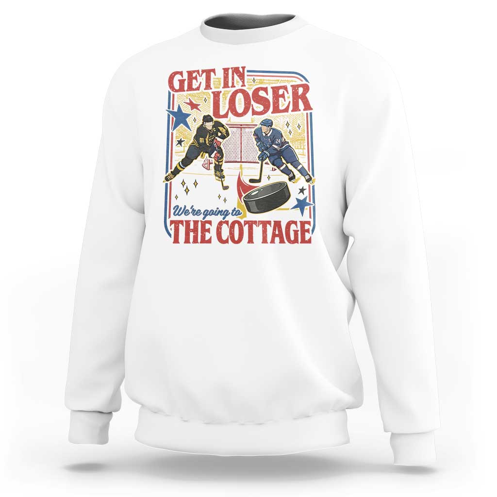 Get In Loser We’re Going To The Cottage Sweatshirt Hockey Romance LGBT Retro Summer Road Trip