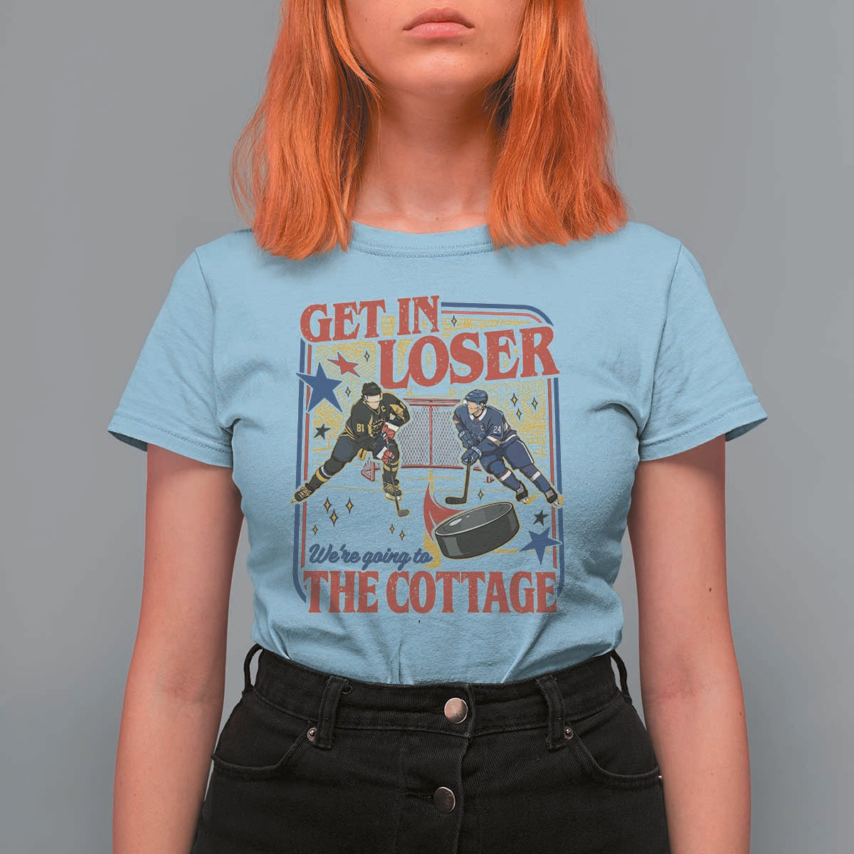 Get In Loser We’re Going To The Cottage T Shirt For Women Hockey Romance LGBT Retro Summer Road Trip