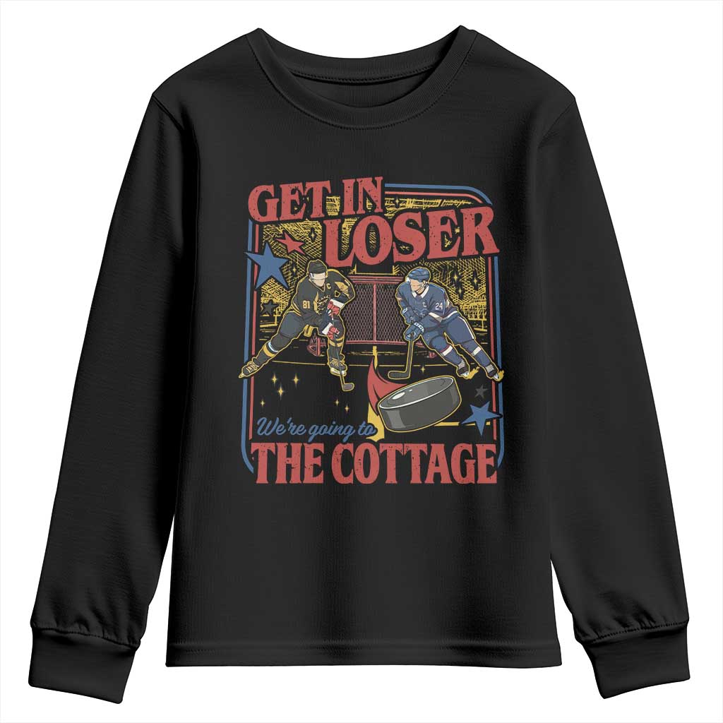 Get In Loser We’re Going To The Cottage Youth Sweatshirt Hockey Romance LGBT Retro Summer Road Trip