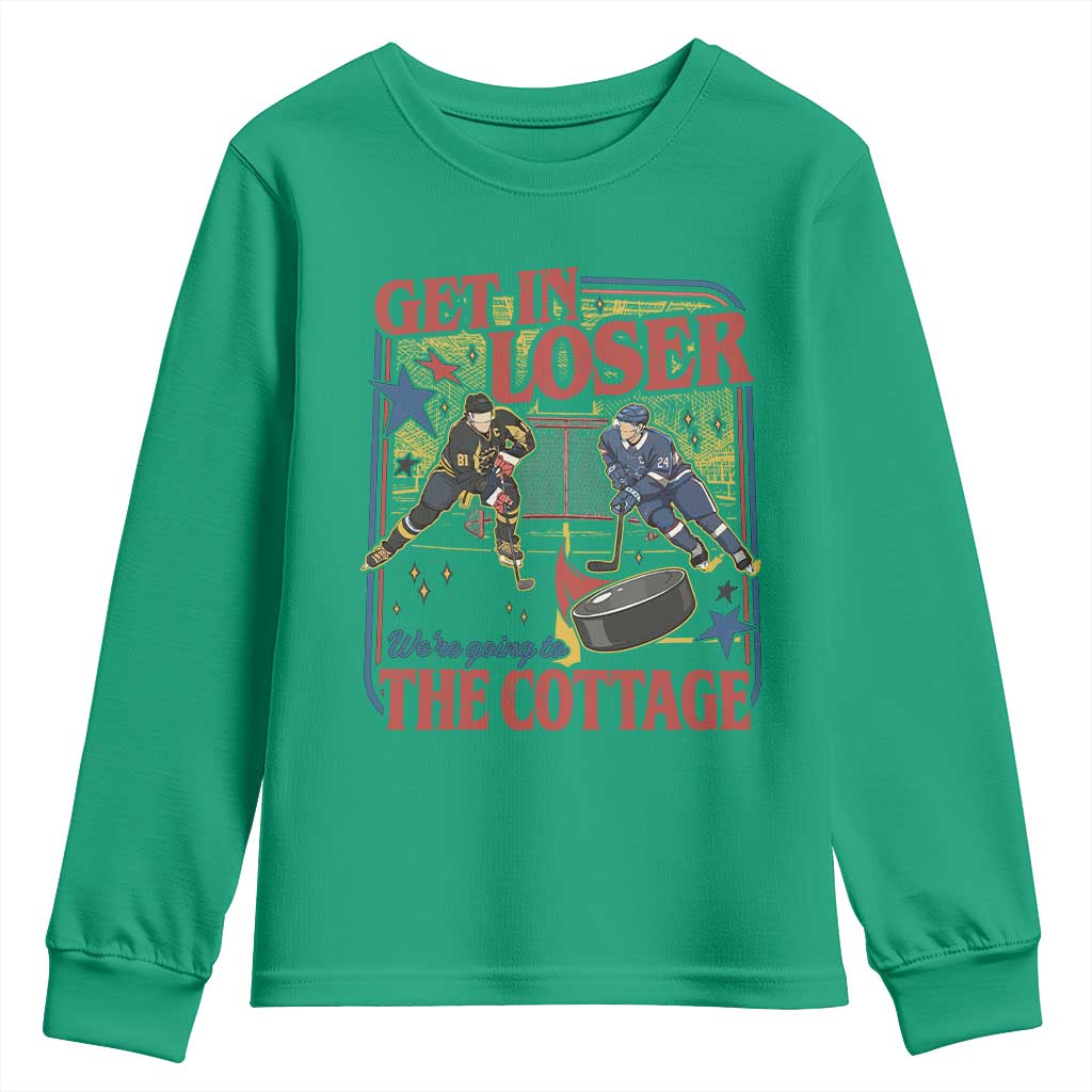 Get In Loser We’re Going To The Cottage Youth Sweatshirt Hockey Romance LGBT Retro Summer Road Trip