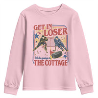 Get In Loser We’re Going To The Cottage Youth Sweatshirt Hockey Romance LGBT Retro Summer Road Trip