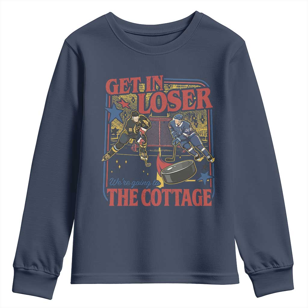 Get In Loser We’re Going To The Cottage Youth Sweatshirt Hockey Romance LGBT Retro Summer Road Trip