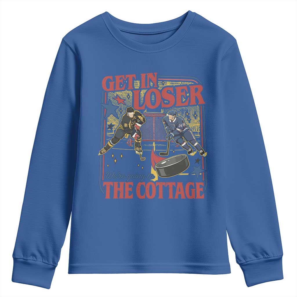 Get In Loser We’re Going To The Cottage Youth Sweatshirt Hockey Romance LGBT Retro Summer Road Trip