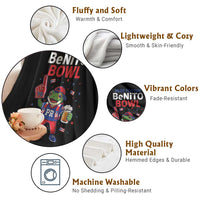 Funny Benito Bowl Puerto Rican Football Throw Blanket Coquí Frog Music Fan with Beer and Foam Finger