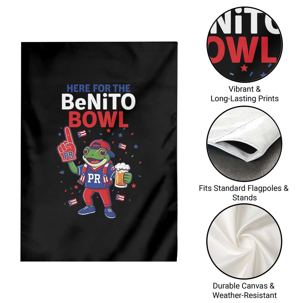 Funny Benito Bowl Puerto Rican Football Garden Flag Coquí Frog Music Fan with Beer and Foam Finger