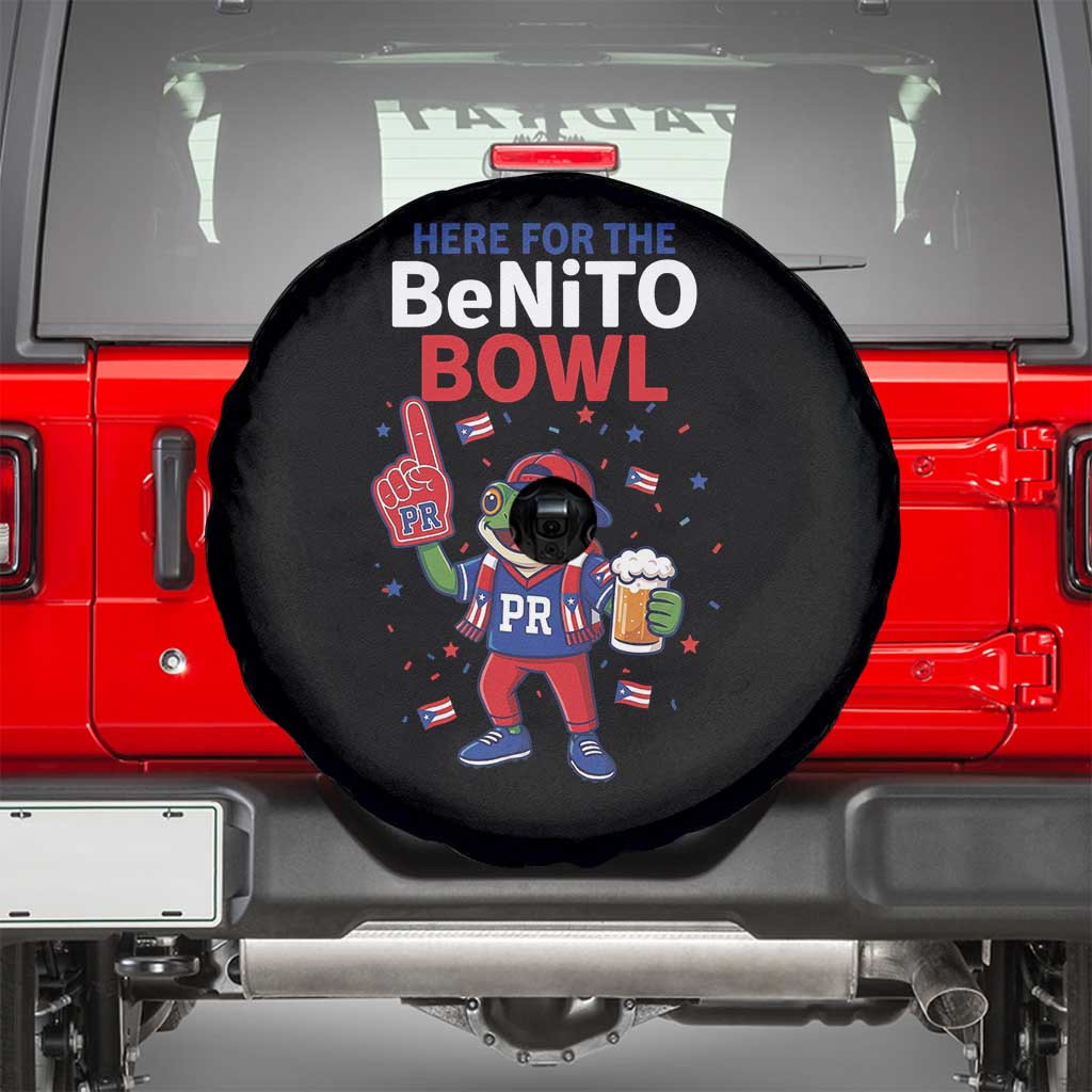 Funny Benito Bowl Puerto Rican Football Spare Tire Cover Coquí Frog Music Fan with Beer and Foam Finger