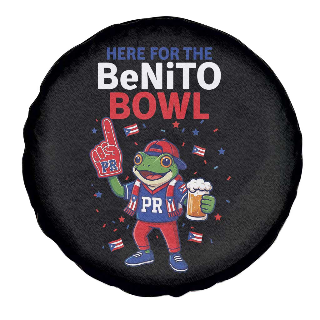Funny Benito Bowl Puerto Rican Football Spare Tire Cover Coquí Frog Music Fan with Beer and Foam Finger