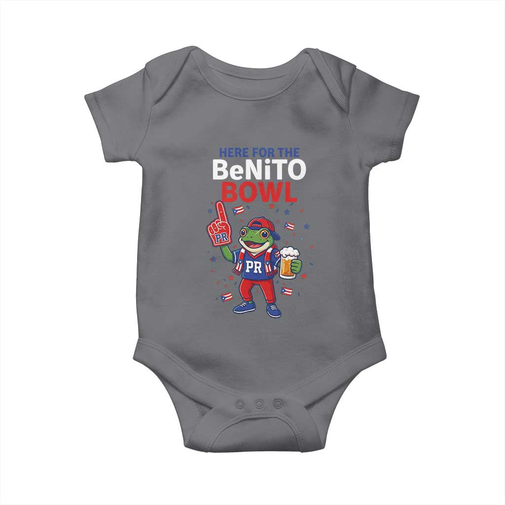 Funny Benito Bowl Puerto Rican Football Baby Onesie Coquí Frog Music Fan with Beer and Foam Finger