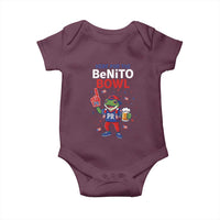 Funny Benito Bowl Puerto Rican Football Baby Onesie Coquí Frog Music Fan with Beer and Foam Finger