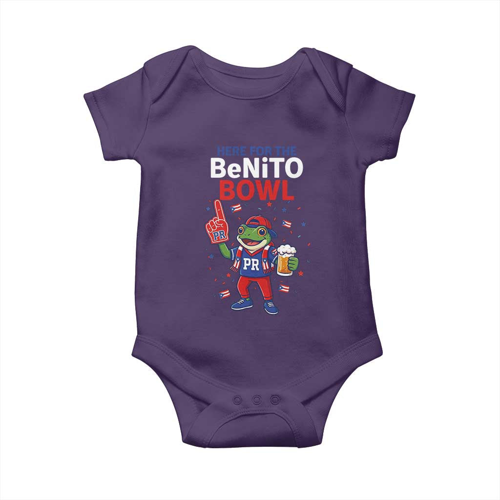 Funny Benito Bowl Puerto Rican Football Baby Onesie Coquí Frog Music Fan with Beer and Foam Finger