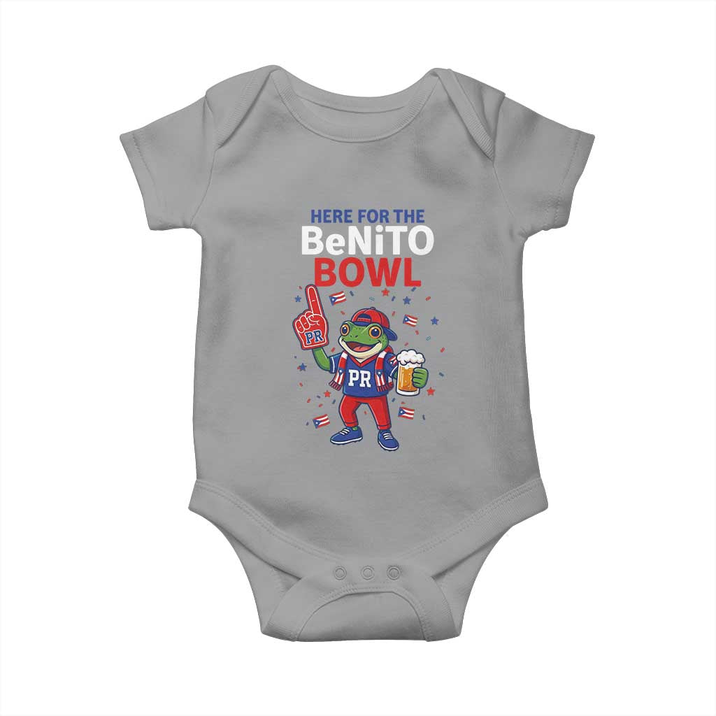 Funny Benito Bowl Puerto Rican Football Baby Onesie Coquí Frog Music Fan with Beer and Foam Finger