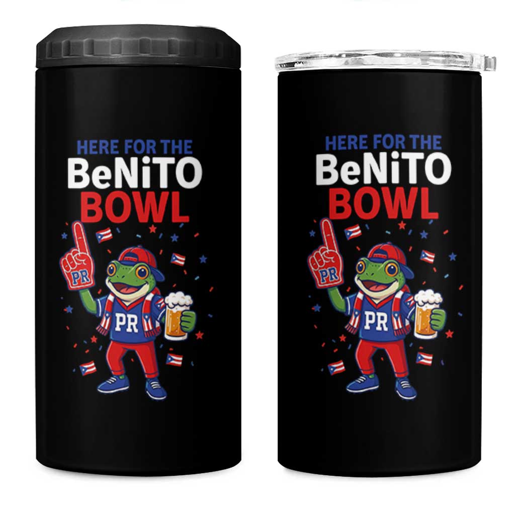 Funny Benito Bowl Puerto Rican Football 4 in 1 Can Cooler Tumbler Coquí Frog Music Fan with Beer and Foam Finger
