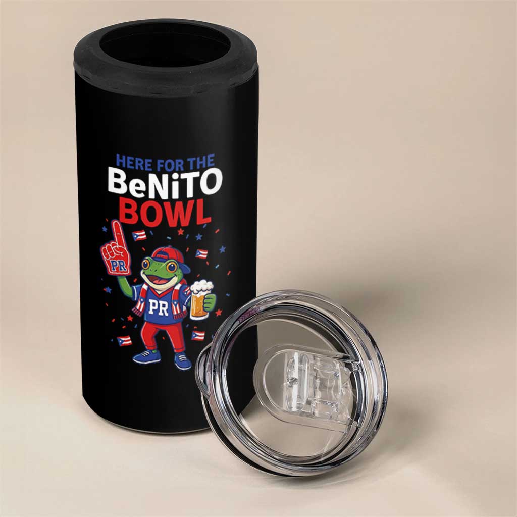 Funny Benito Bowl Puerto Rican Football 4 in 1 Can Cooler Tumbler Coquí Frog Music Fan with Beer and Foam Finger