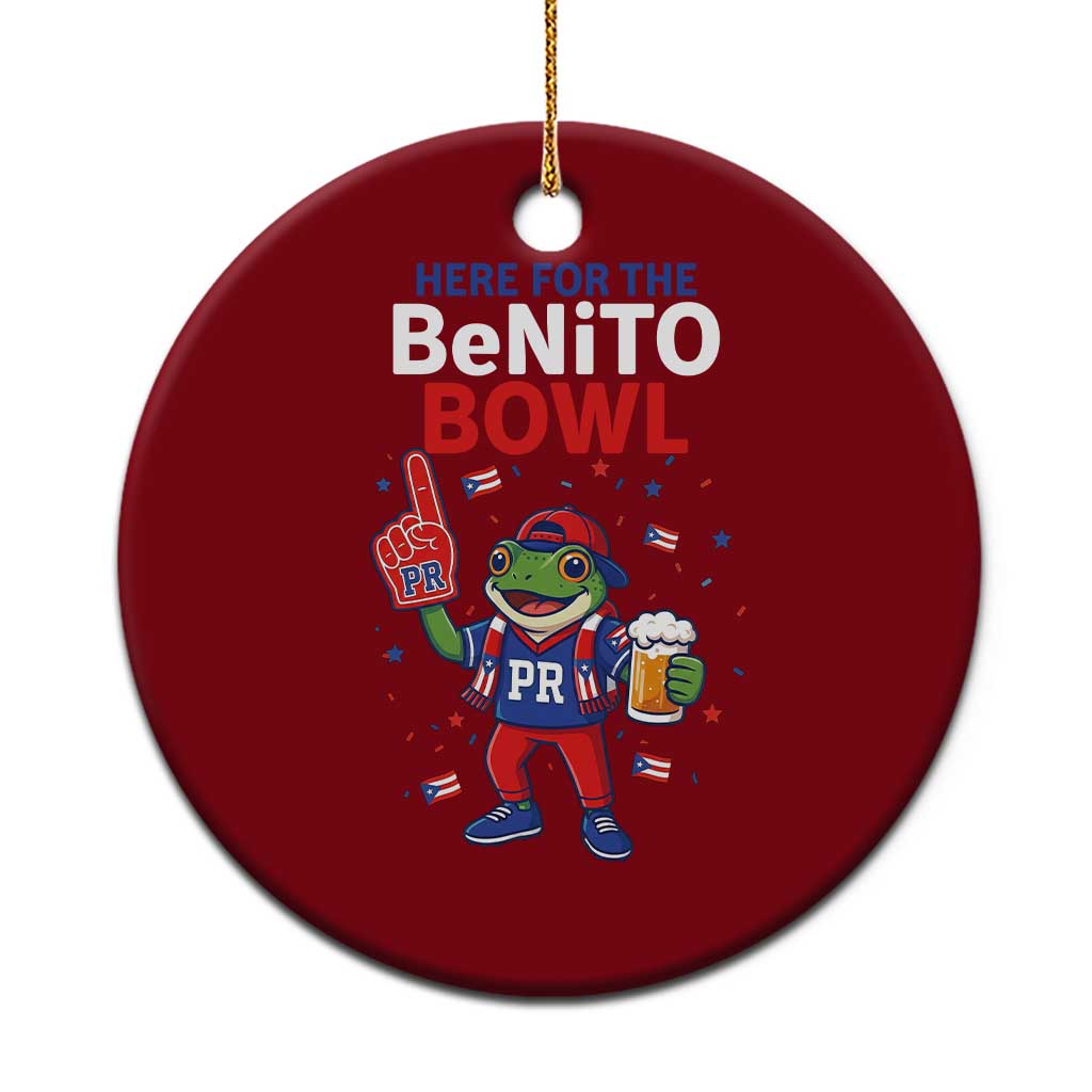 Funny Benito Bowl Puerto Rican Football Ceramic Ornament Coquí Frog Music Fan with Beer and Foam Finger