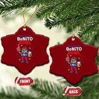 Funny Benito Bowl Puerto Rican Football Ceramic Ornament Coquí Frog Music Fan with Beer and Foam Finger