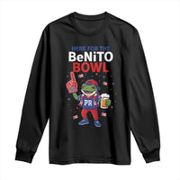 Funny Benito Bowl Puerto Rican Football Long Sleeve Shirt Coquí Frog Music Fan with Beer and Foam Finger