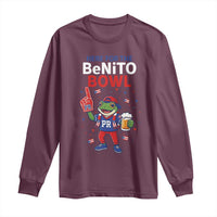 Funny Benito Bowl Puerto Rican Football Long Sleeve Shirt Coquí Frog Music Fan with Beer and Foam Finger