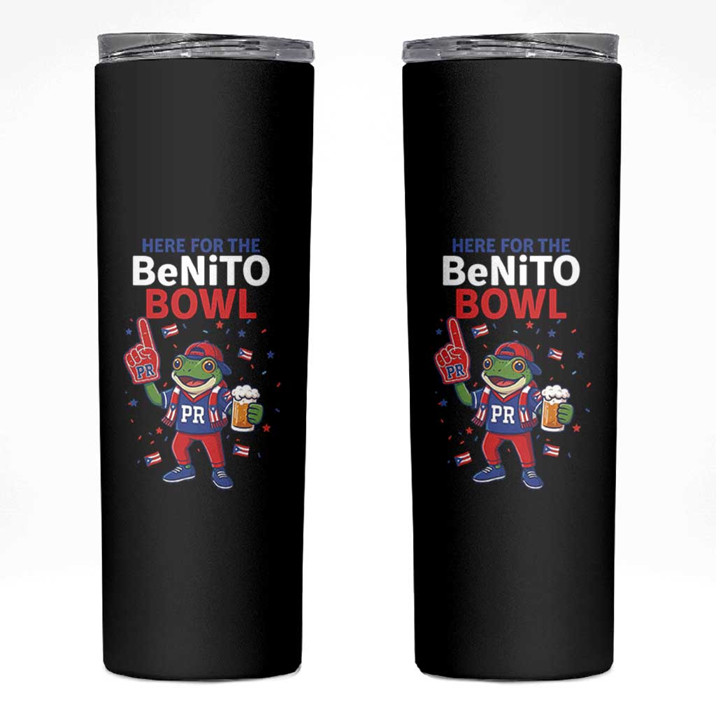 Funny Benito Bowl Puerto Rican Football Skinny Tumbler Coquí Frog Music Fan with Beer and Foam Finger