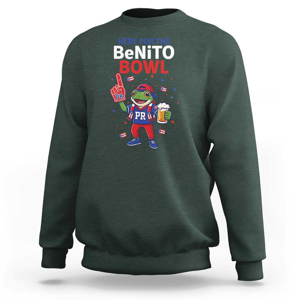 Funny Benito Bowl Puerto Rican Football Sweatshirt Coquí Frog Music Fan with Beer and Foam Finger