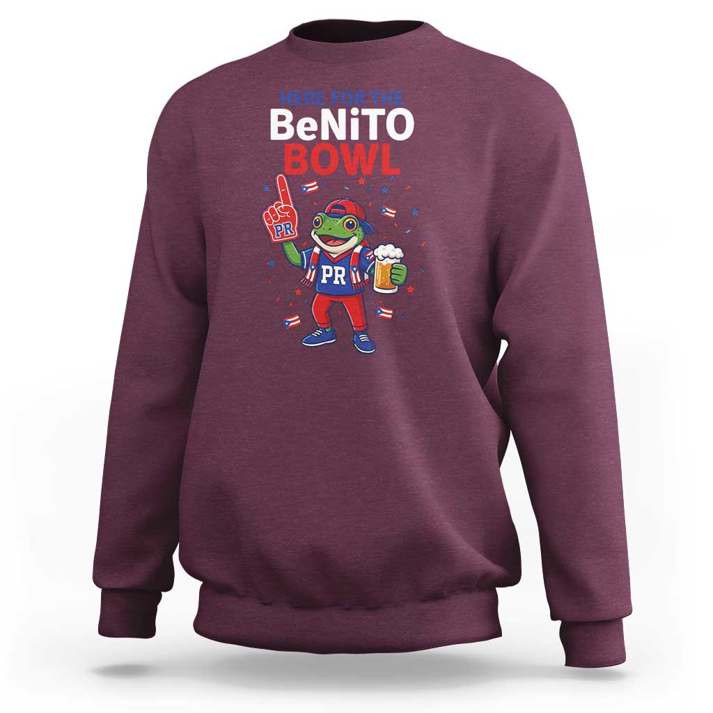 Funny Benito Bowl Puerto Rican Football Sweatshirt Coquí Frog Music Fan with Beer and Foam Finger