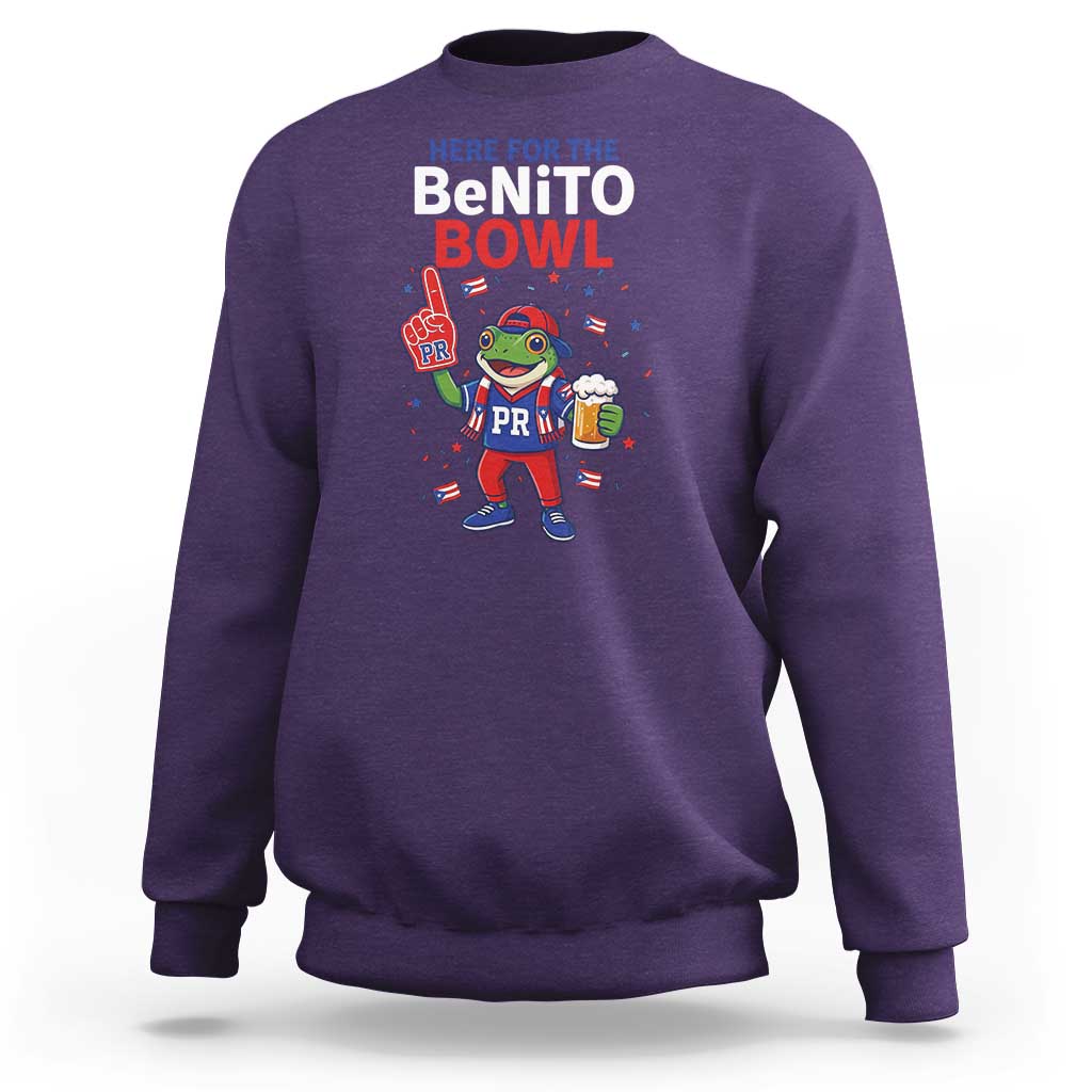 Funny Benito Bowl Puerto Rican Football Sweatshirt Coquí Frog Music Fan with Beer and Foam Finger