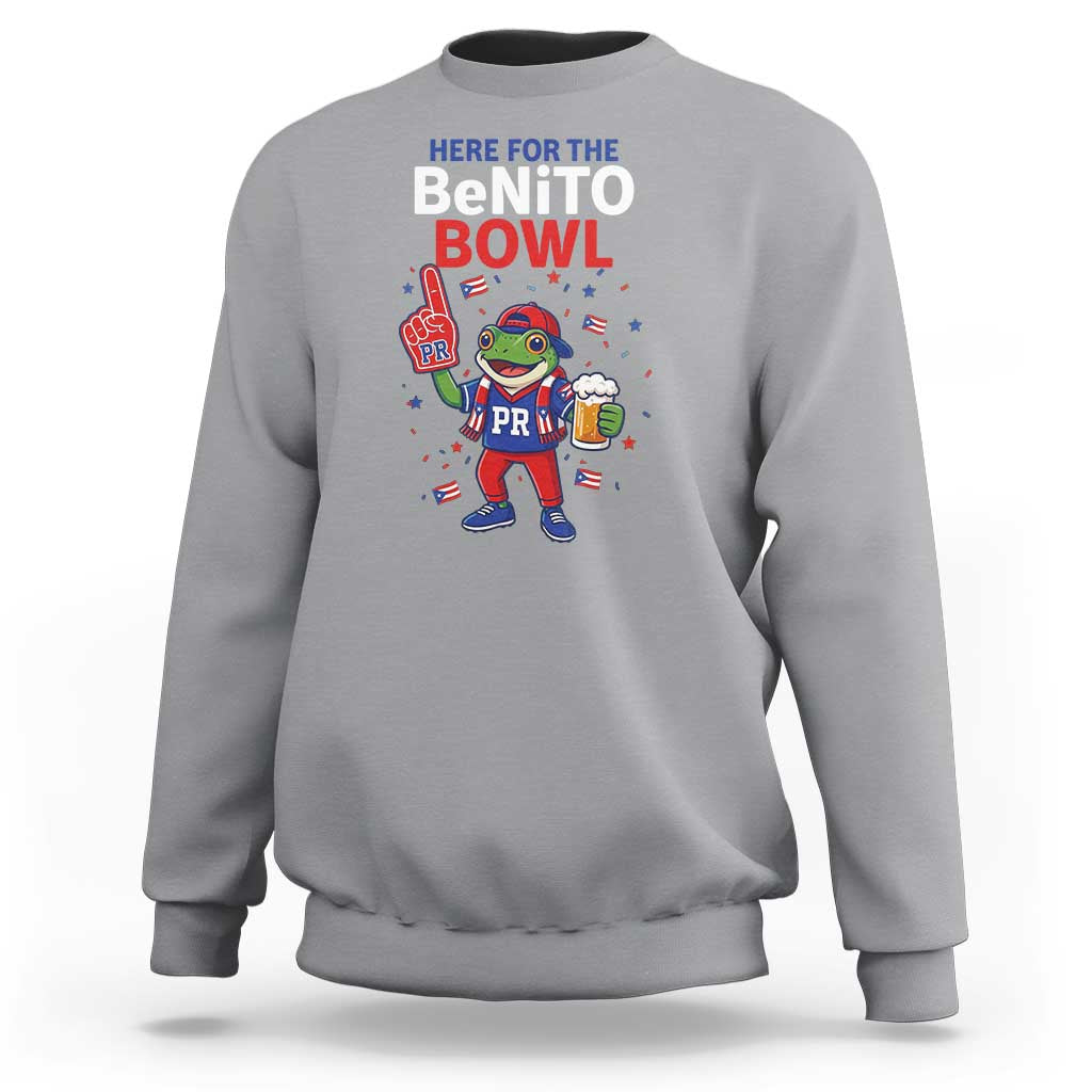 Funny Benito Bowl Puerto Rican Football Sweatshirt Coquí Frog Music Fan with Beer and Foam Finger