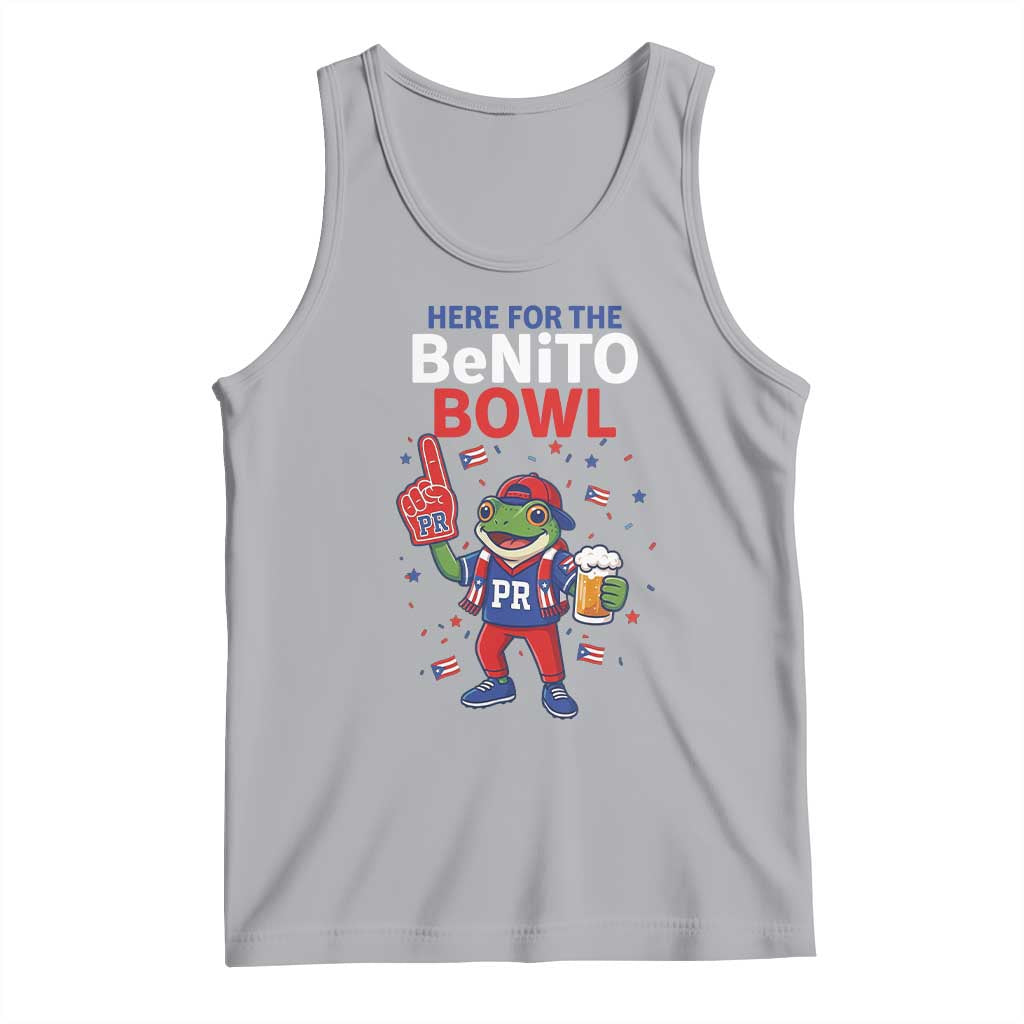 Funny Benito Bowl Puerto Rican Football Tank Top Coquí Frog Music Fan with Beer and Foam Finger