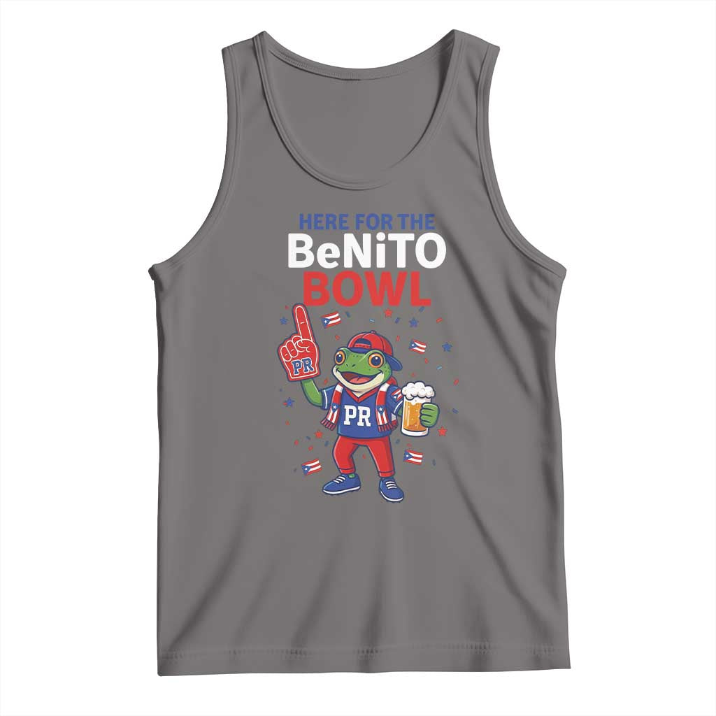 Funny Benito Bowl Puerto Rican Football Tank Top Coquí Frog Music Fan with Beer and Foam Finger