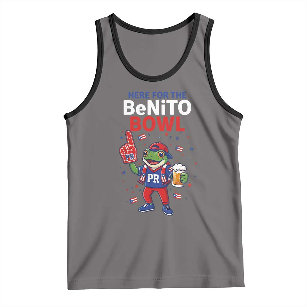 Funny Benito Bowl Puerto Rican Football Tank Top Coquí Frog Music Fan with Beer and Foam Finger